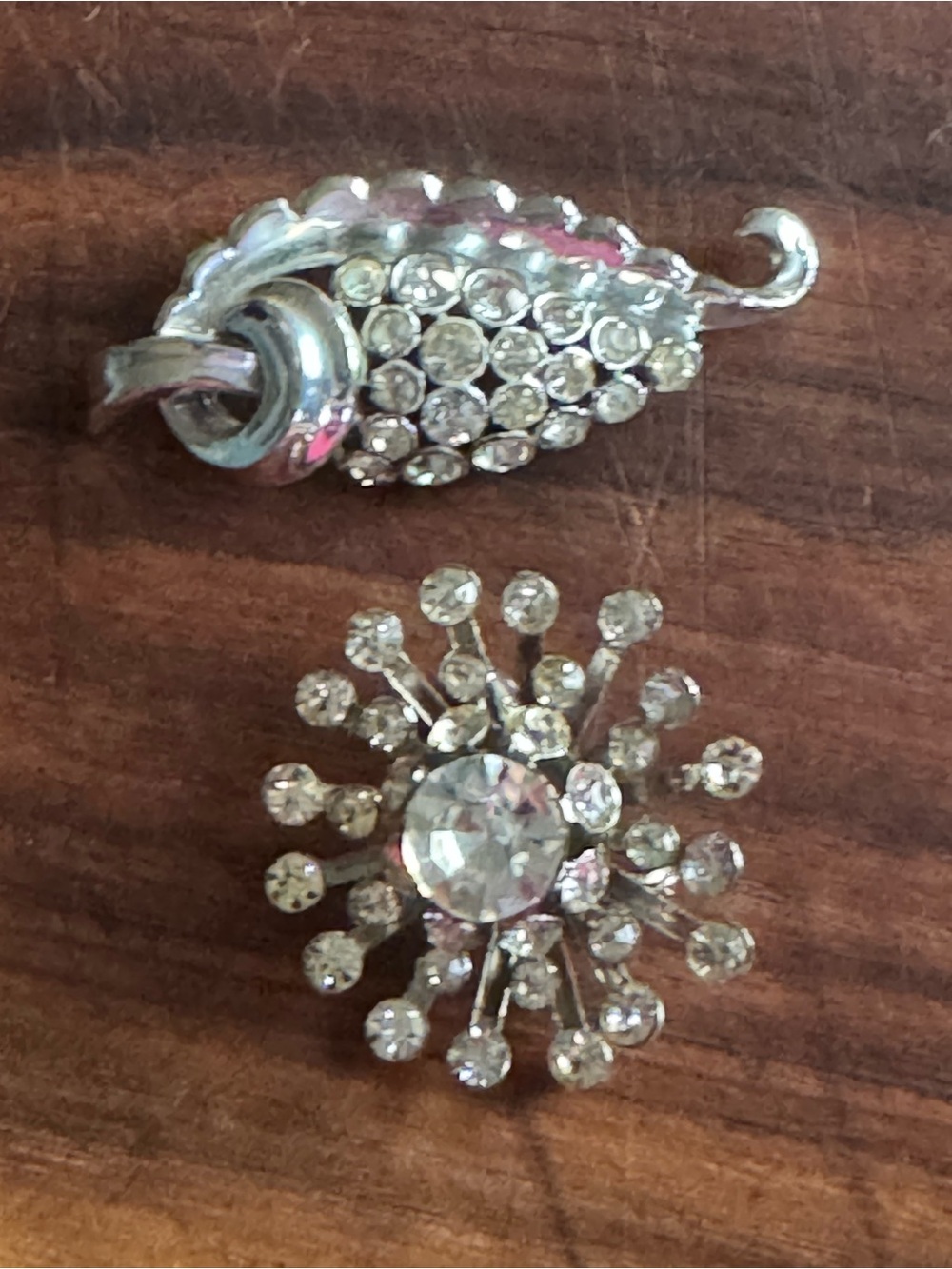 Coro Silver-Tone Clear Rhinestone Brooches